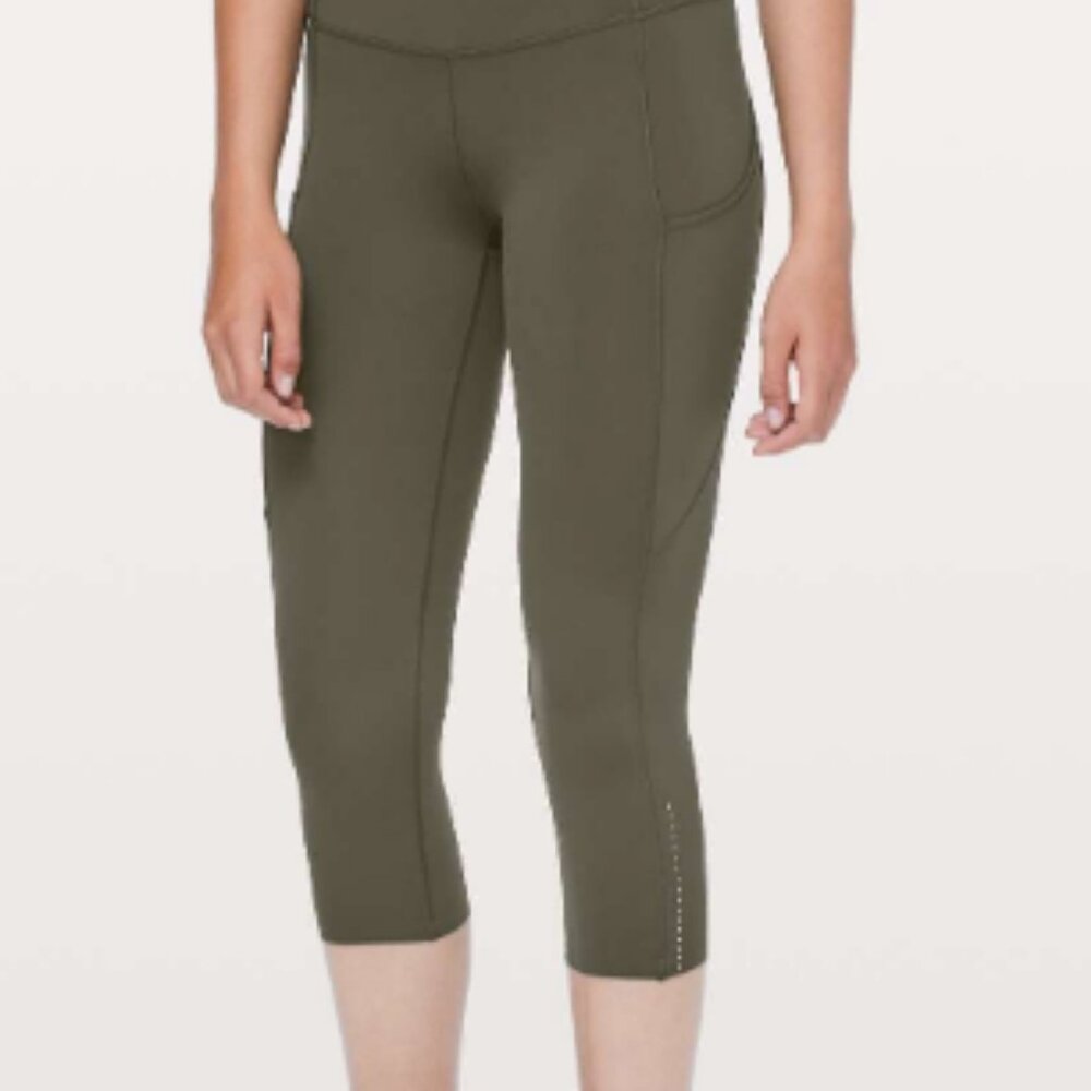 Lululemon Fast & Free Crop II *Nulux 19" Dark Olive